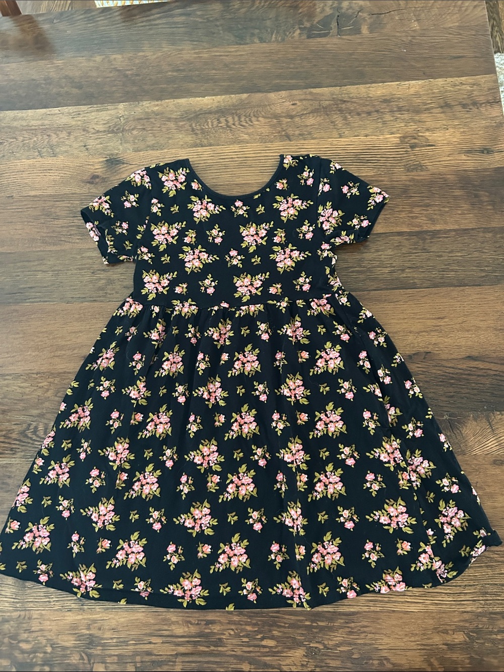 Old Navy Black Dress with Pink Floral Print